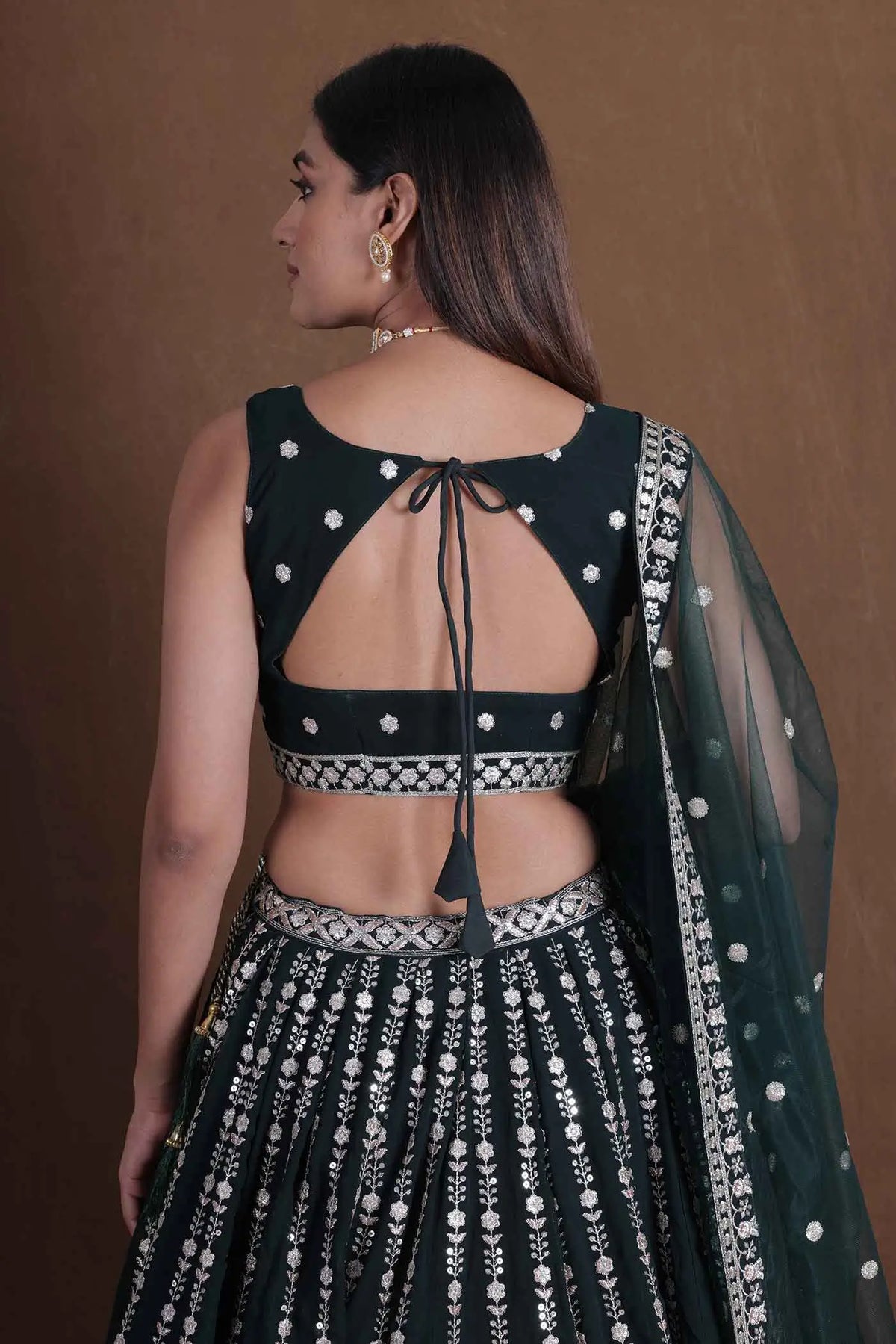 Dark Green Embroidery Work Lehenga Choli