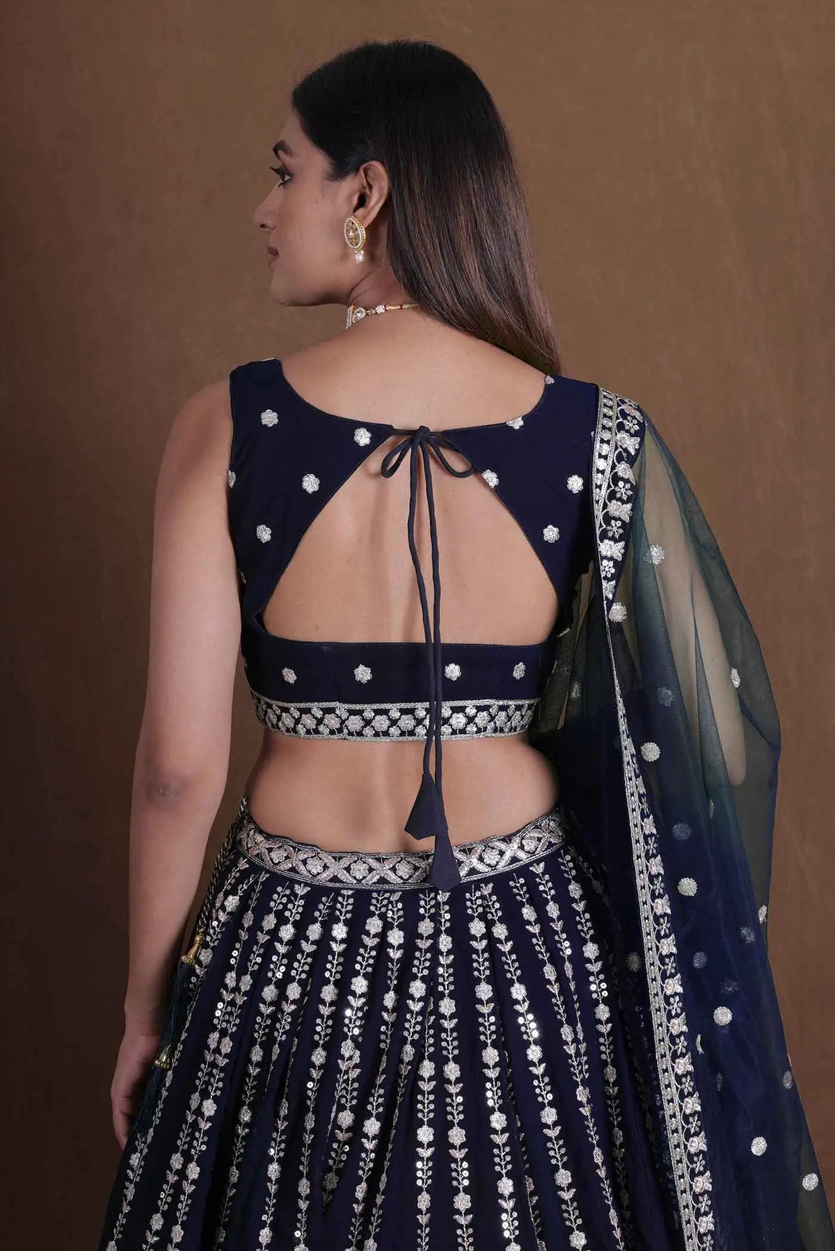 Navy Blue Embroidery Work Lehenga Choli