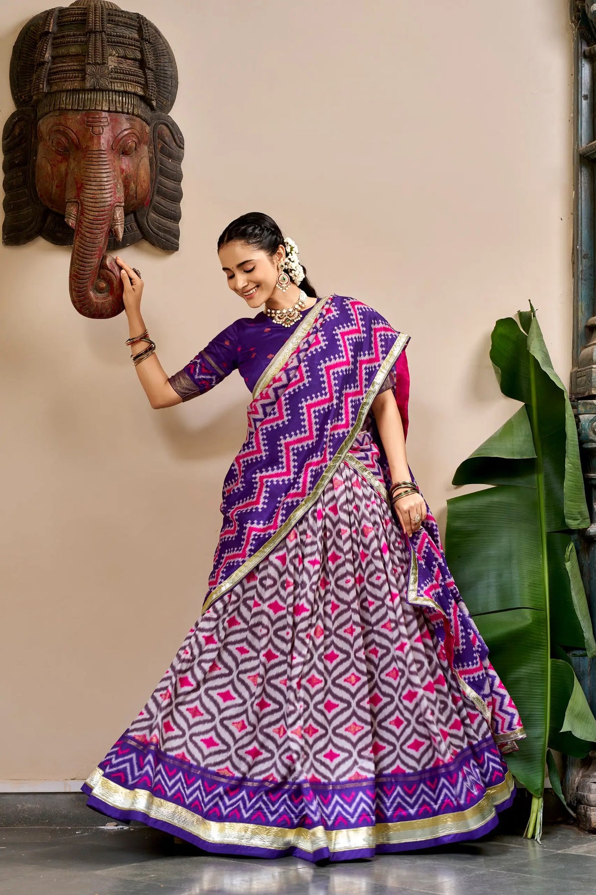 Purple Pooja Wear Traditional Lehenga Choli