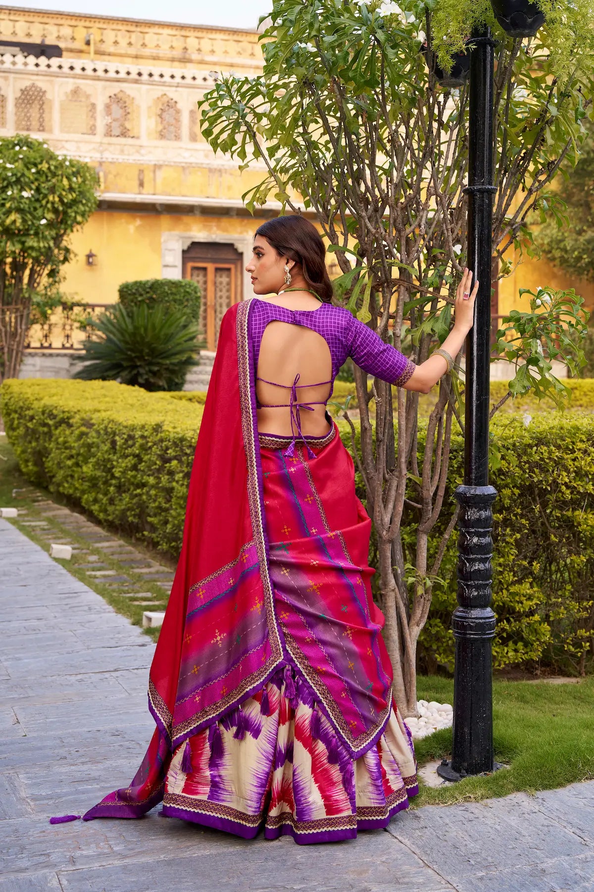 Grape Purple Tasar Silk Printed Lehenga Choli