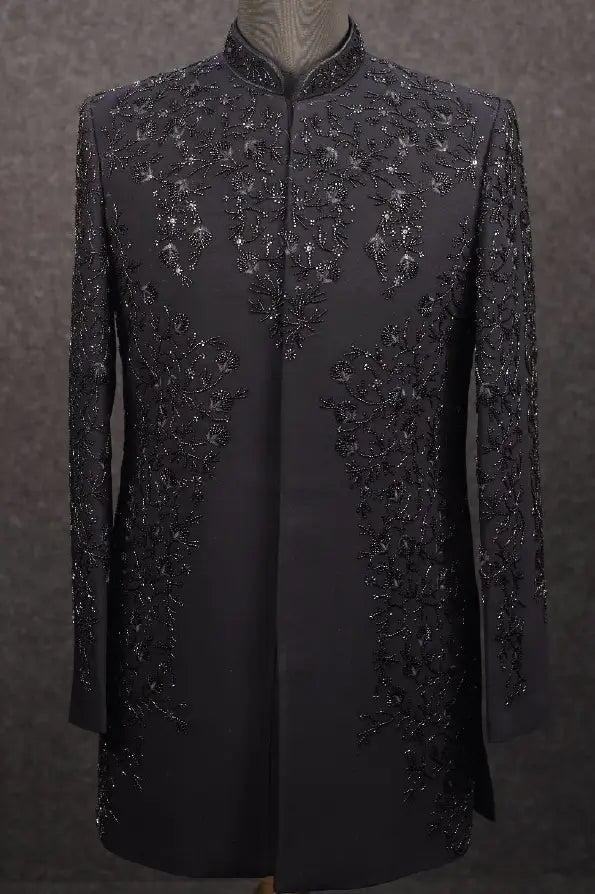 Beautiful Black Bead Work Jacket For Mens