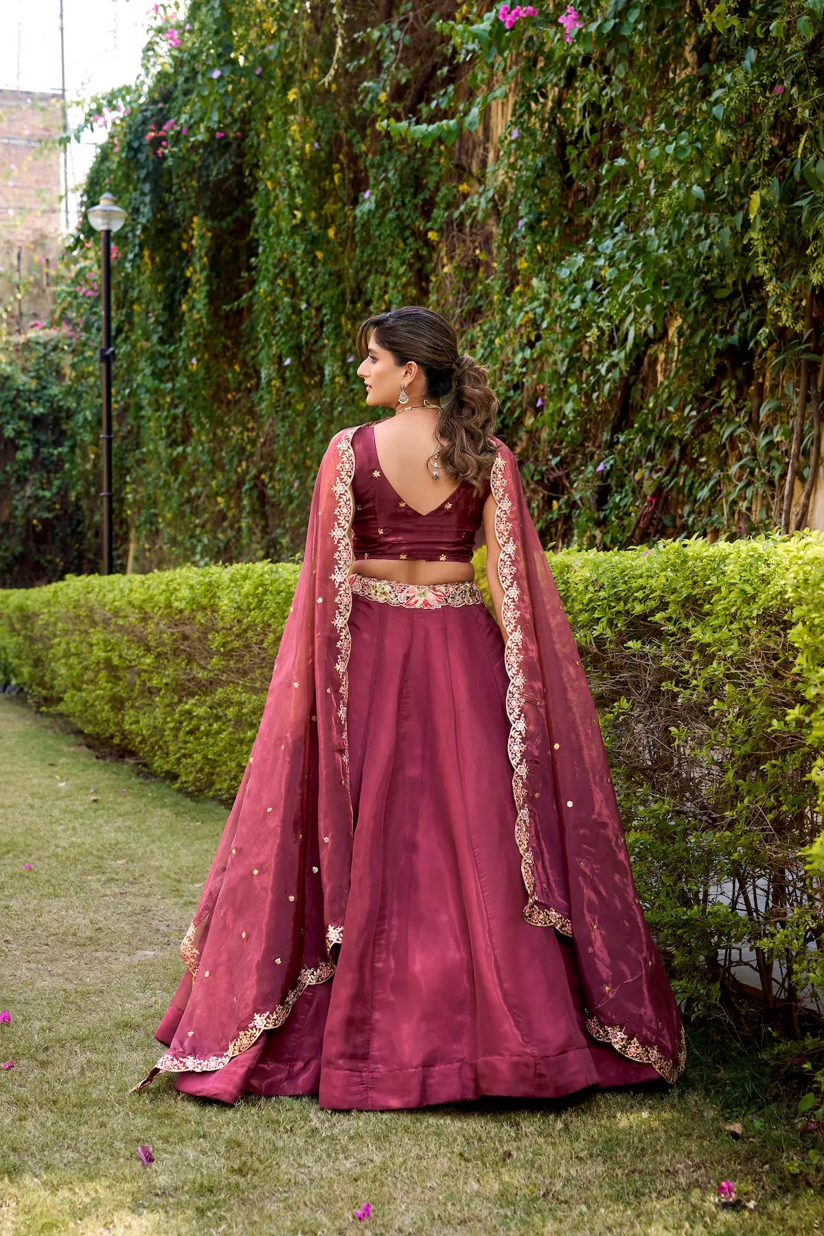 Rich Maroon Chanda Silk Embroidery Lehenga Choli