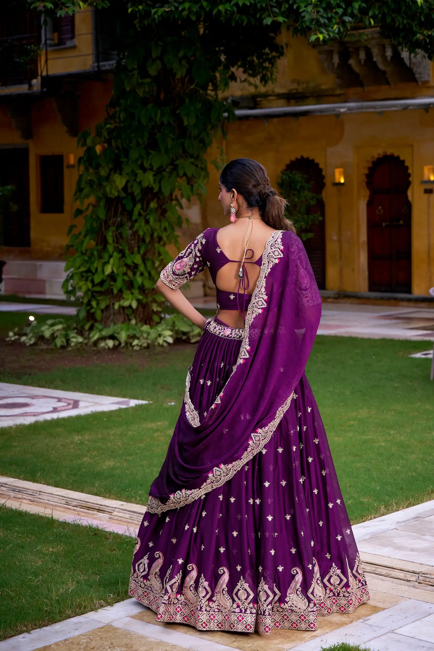 Purple Rangoli Crush Embroidery Lehenga Choli