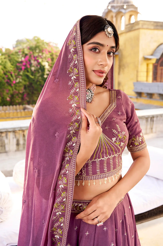 Lavender Chocolate Crush Embroidery Lehenga Choli
