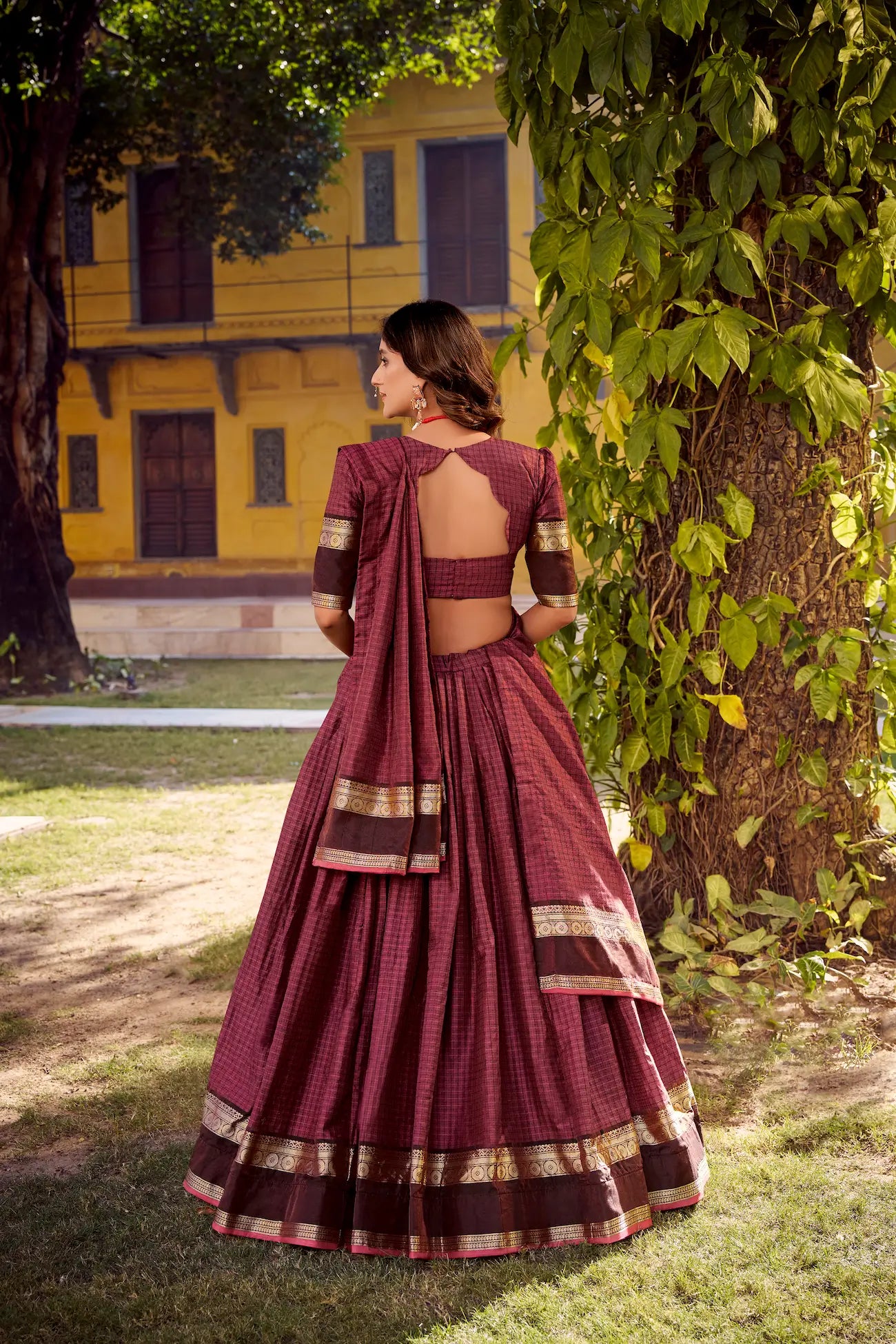 Mulberry Zari Weaving Cotton Lehenga choli