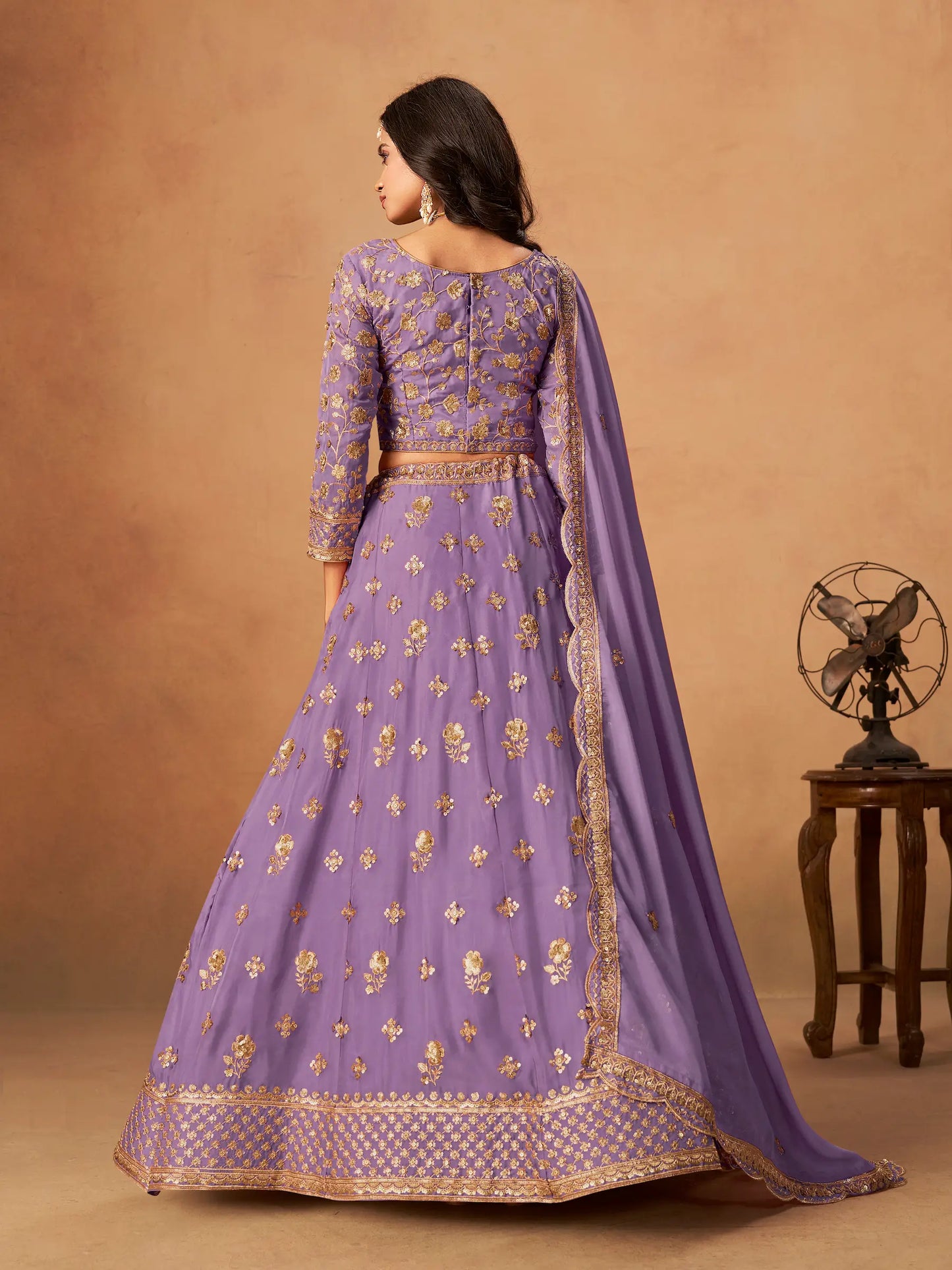 Lavender Organza Embroidery Work Lehenga Choli
