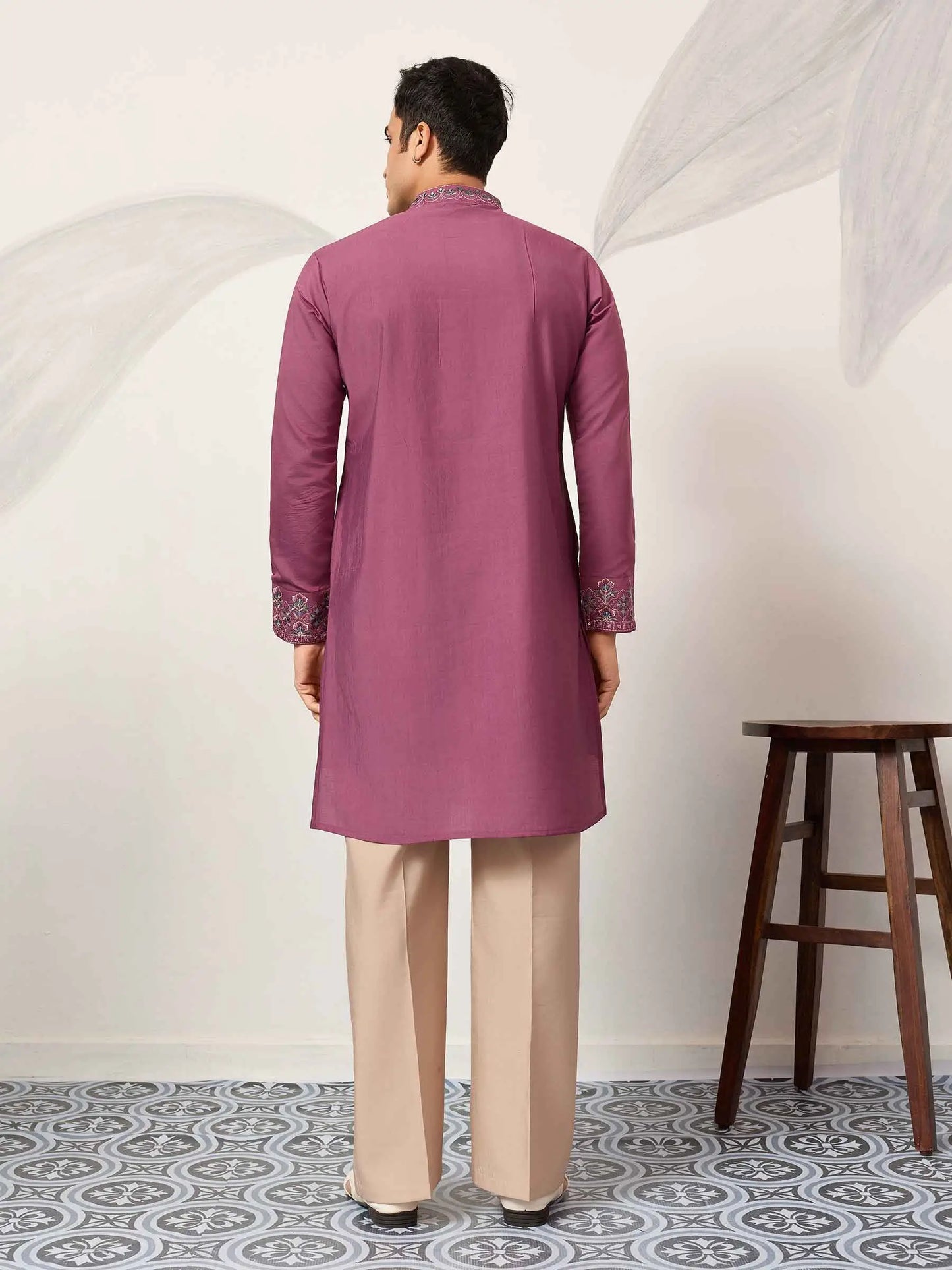 Dark Mauve Embroidery Kurta & Dupatta