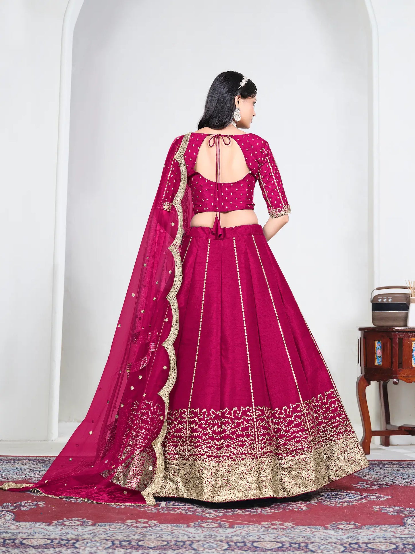 Rani Pink Art Silk Embroidery Lehenga Choli