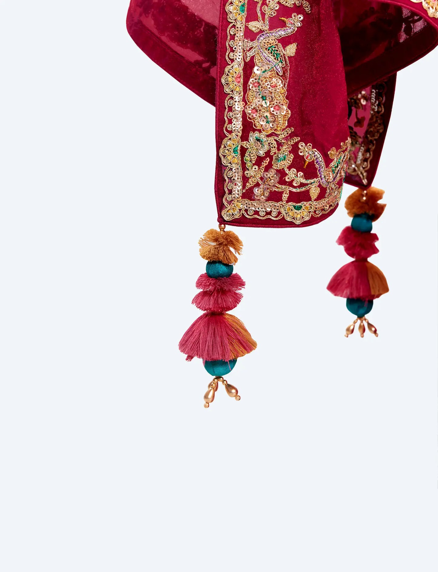 Scarlet Red Embroidered Party Wear Saree