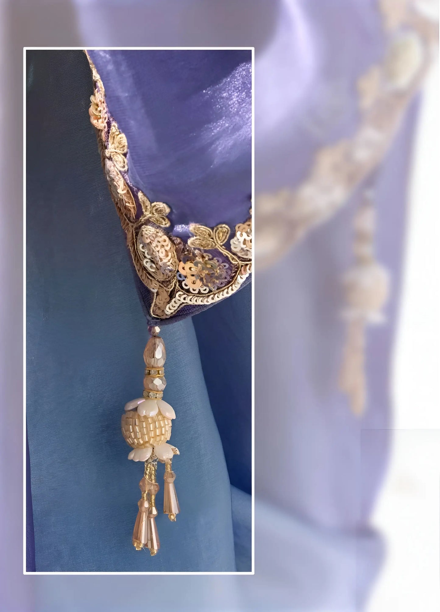 Silver-Lilac-Blue Silk Embroidered Saree