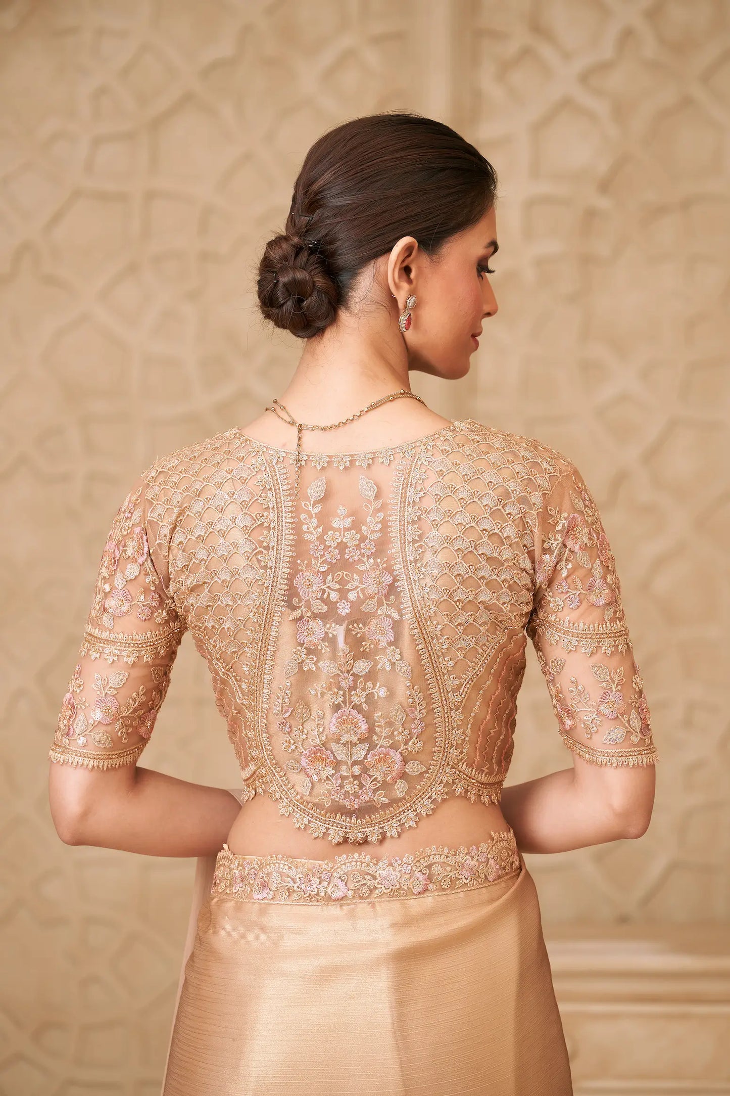 Golden Shimmer Georgette Embroidery Party Wear Jacket Saree