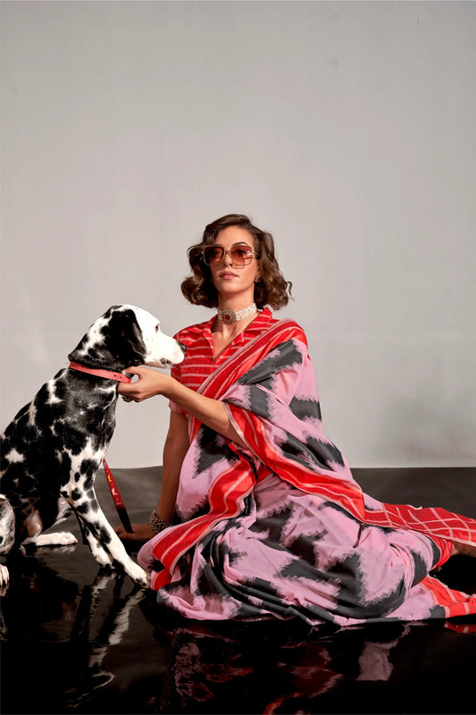 Pink Mal Spun Handwoven Silk Saree