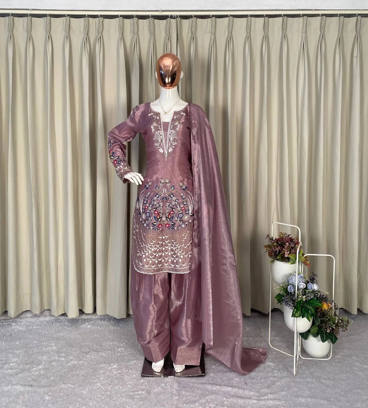 Dusty Pink Jimmy Choo embroidery Salwar Suit