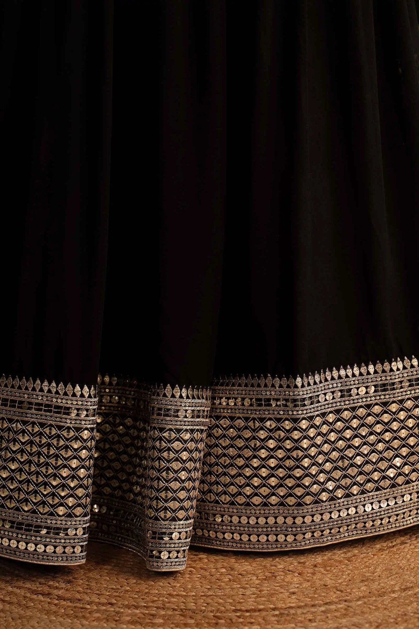 Black Georgette Lehenga With sequins And Zari Embroidered Work With Dupatta