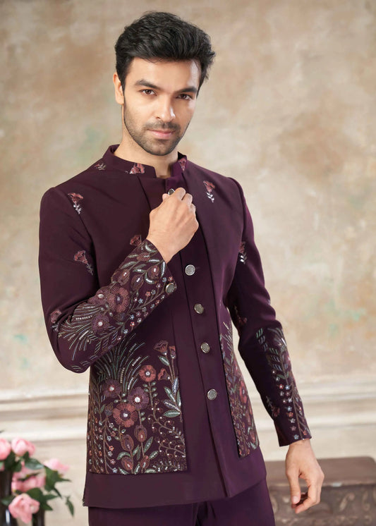 Maroon Designer Embroidery Jodhpuri