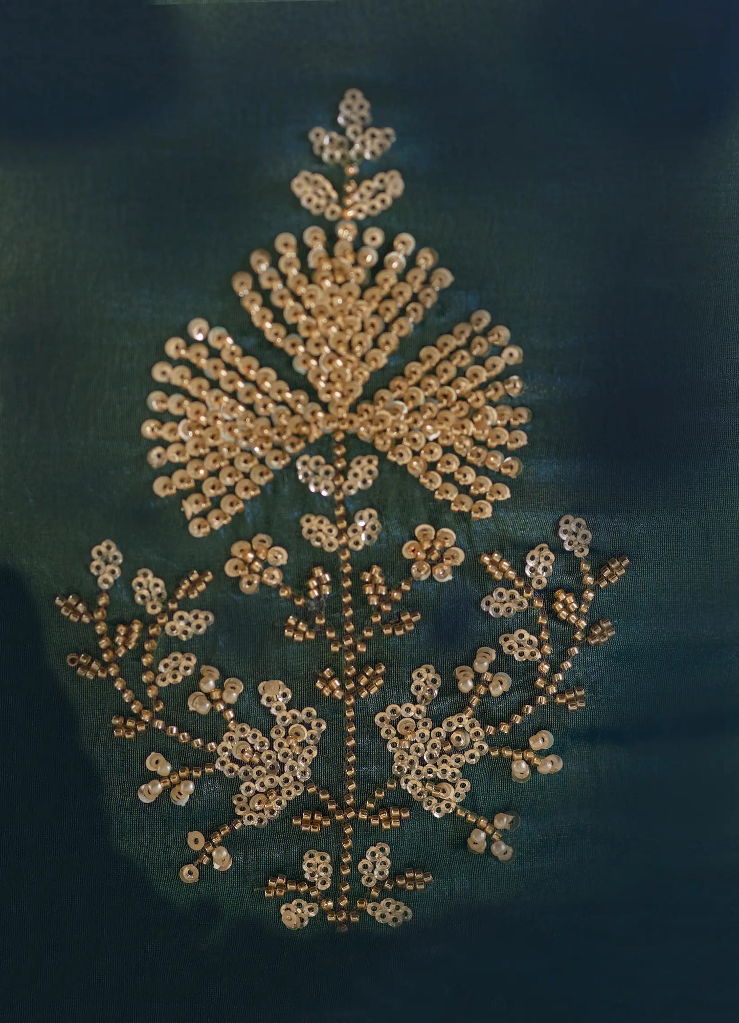 Marble Blue Satin Organza Heavy Embroidery Saree