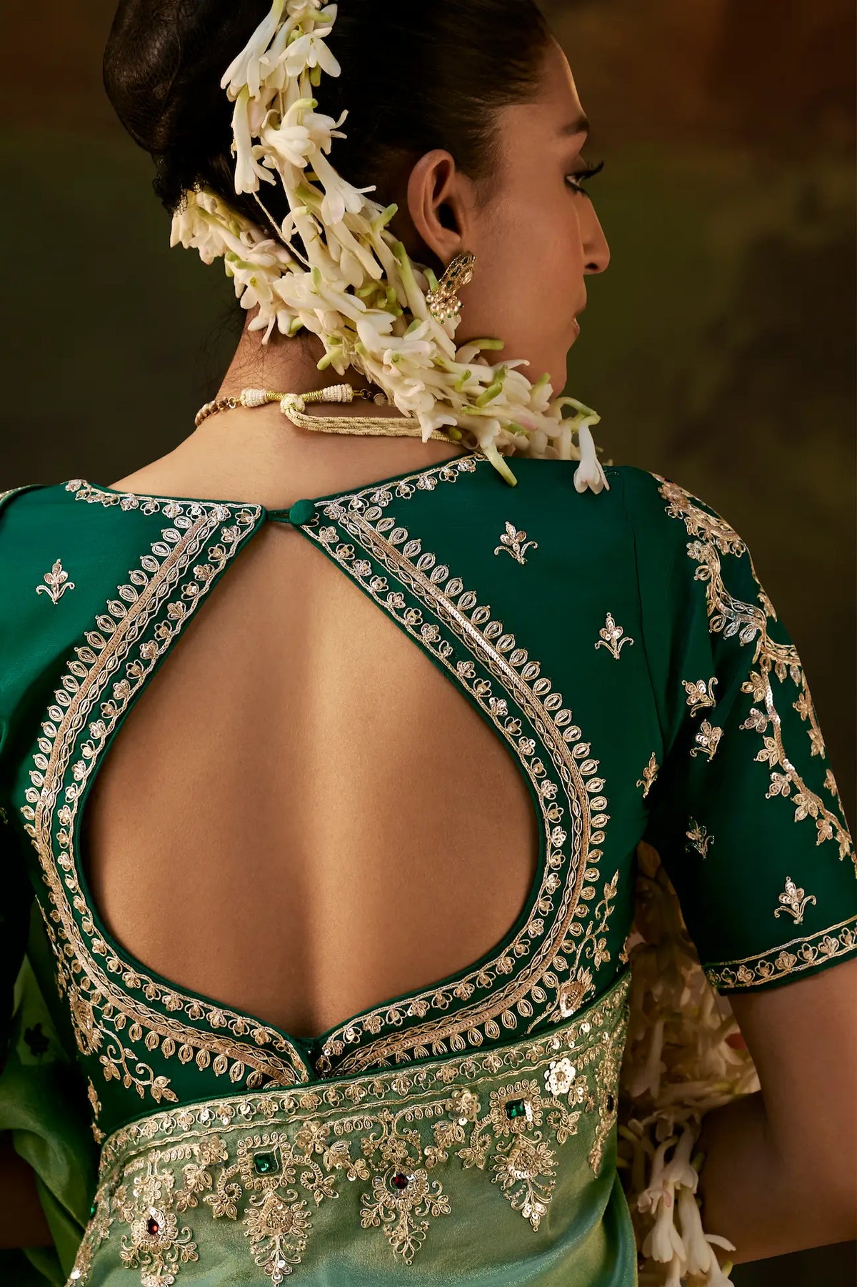 Hazel Green Heavy Embroidered Saree