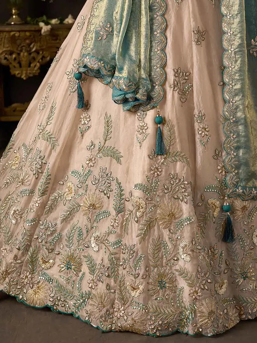 Teal Gold Designer Lehenga Choli