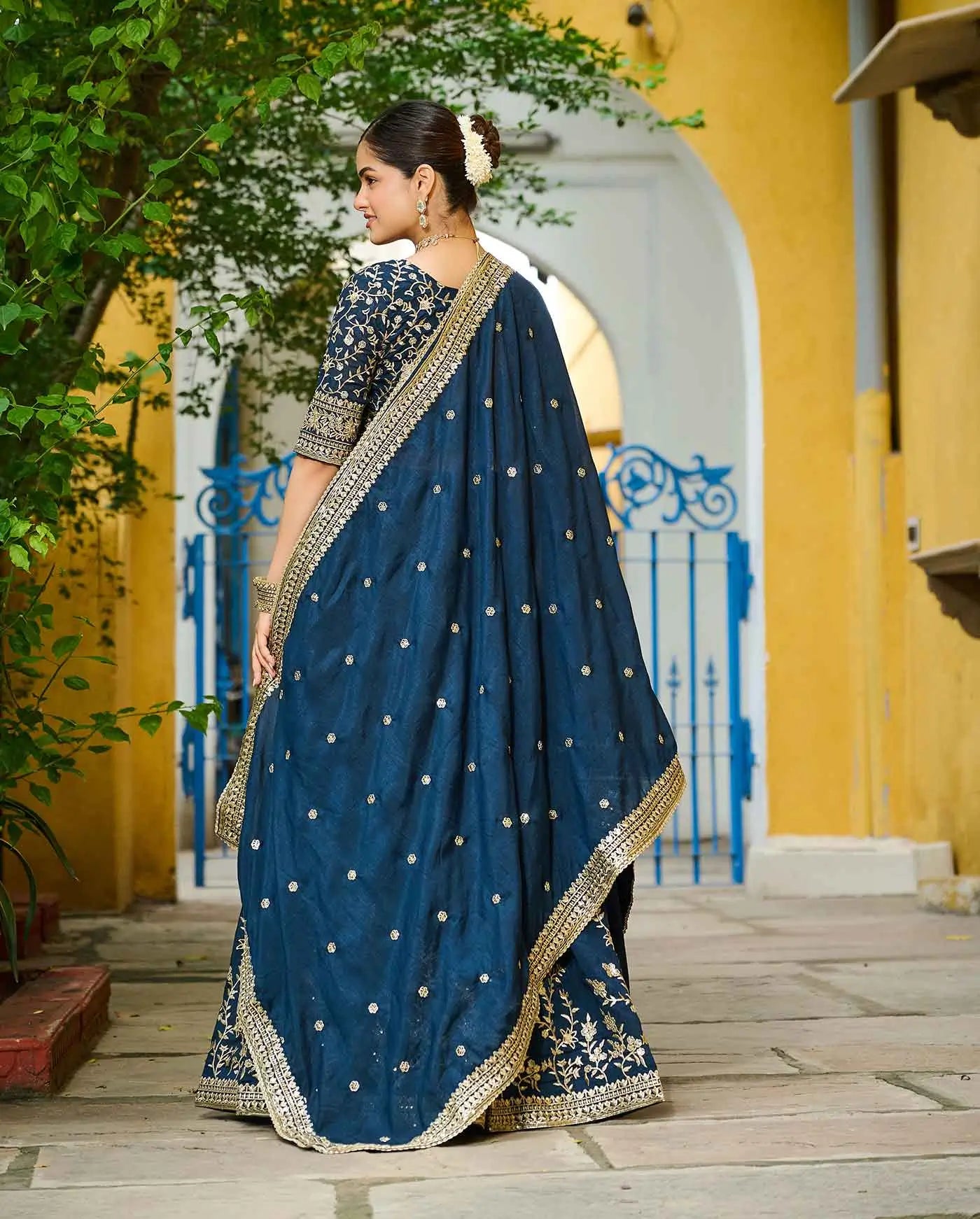 Regal Blue Sequins Embroidery Work Lehenga Choli