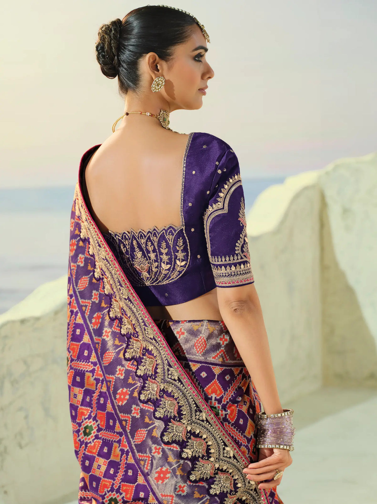 Dark Purple Heavy Work Patola Saree