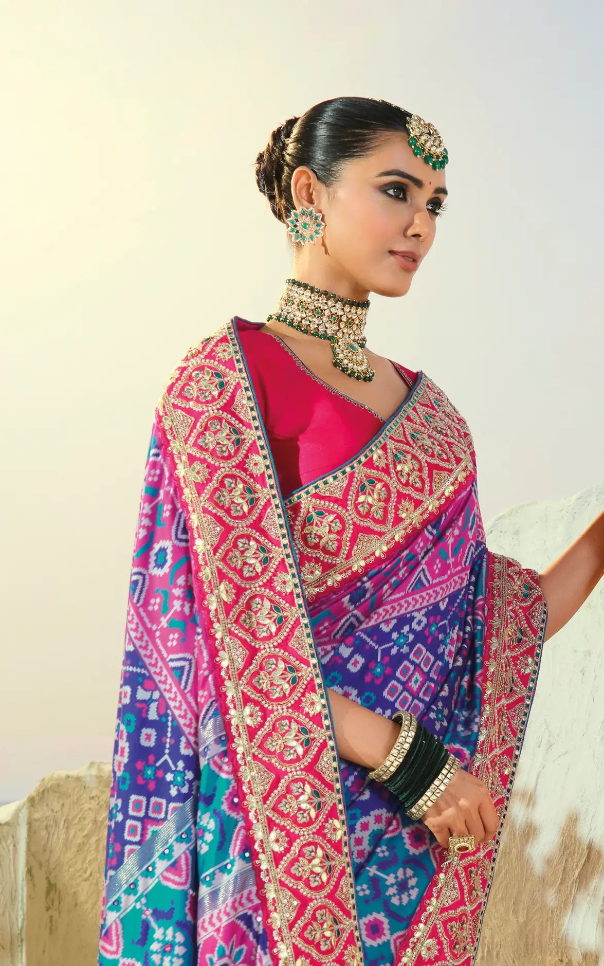 Dark Blue Heavy Work Patola Saree