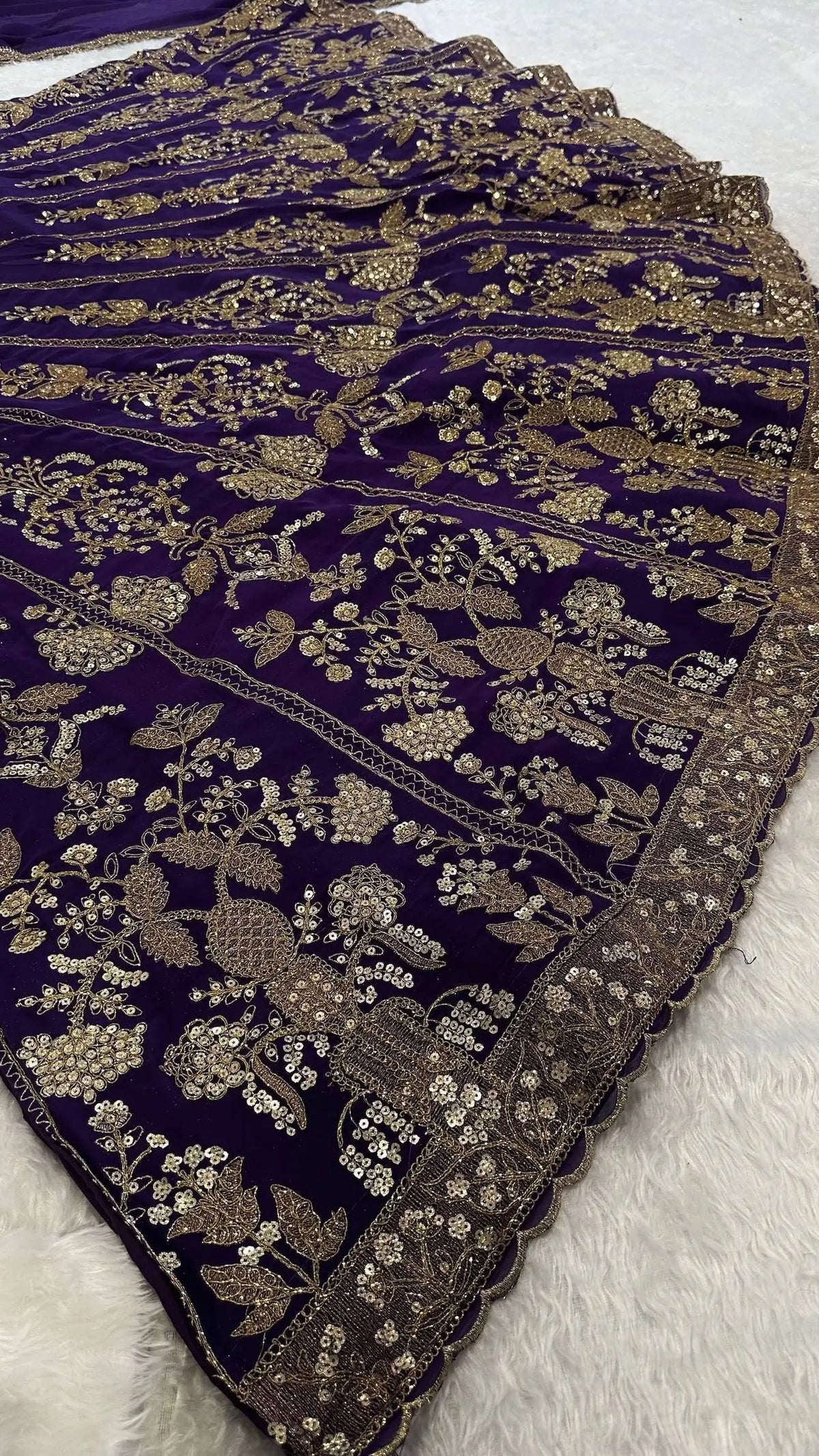 Dark Purple Embroidered Lehenga Choli