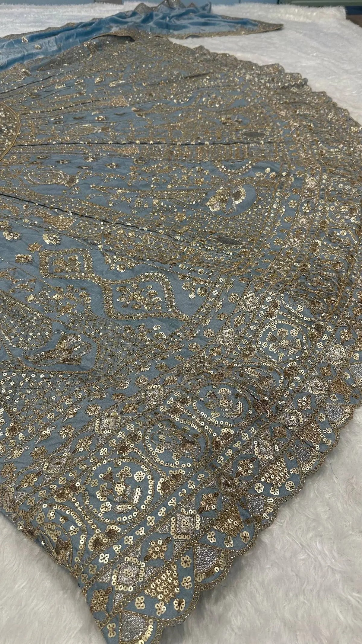 Cloudy Blue Embroidered Lehenga Choli