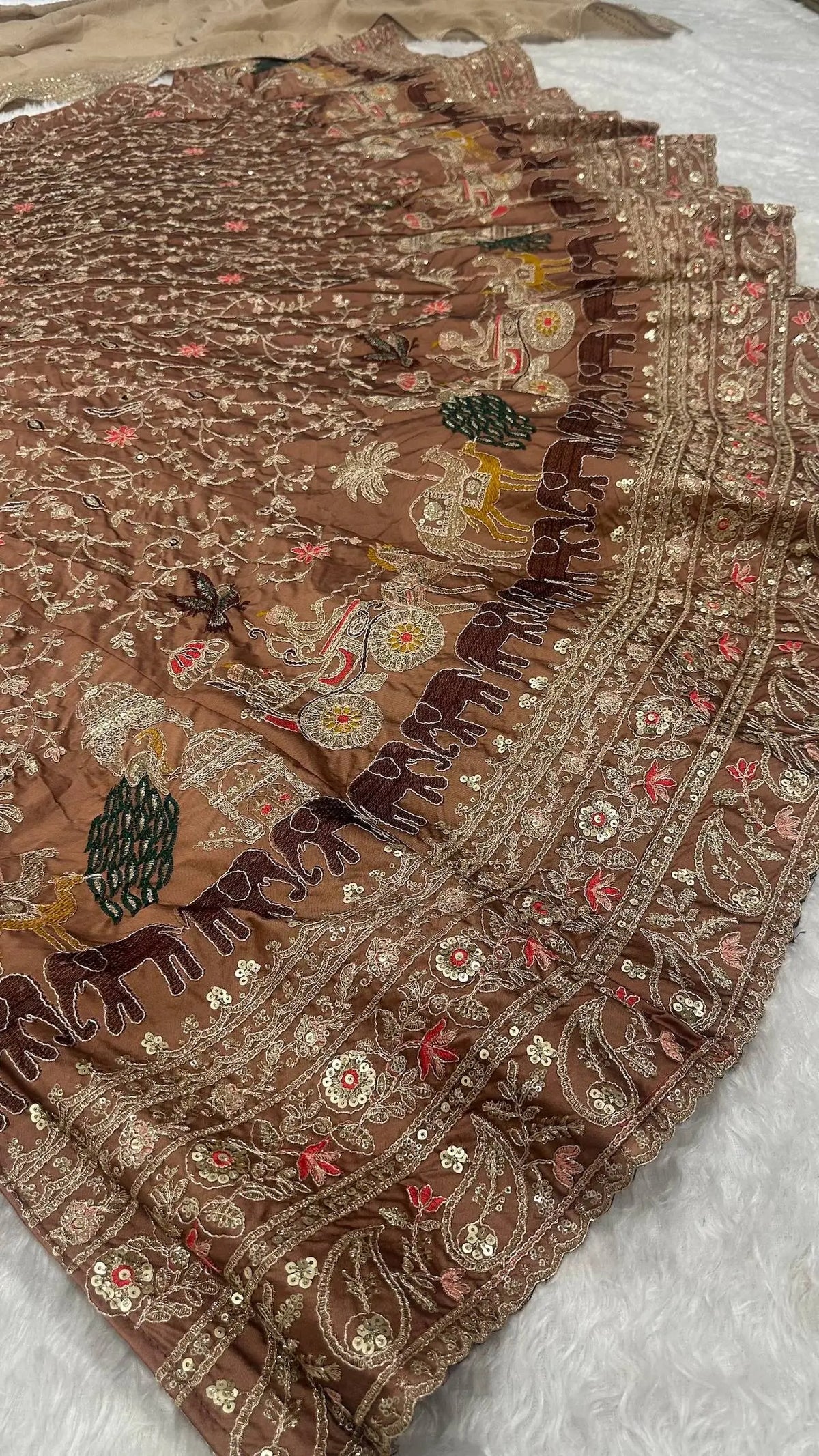 Brown Embroidered Lehenga Choli