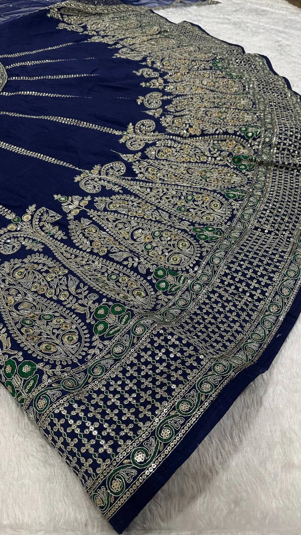 Dark Blue Embroidered Lehenga Choli