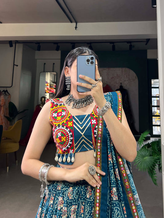 Blue Rayon Navratri Chaniya Choli Indian Ethnic Wear