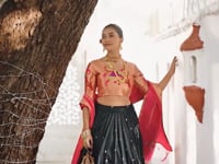 Black Jacquard Silk Zari Weaving Paithani Lehenga Choli