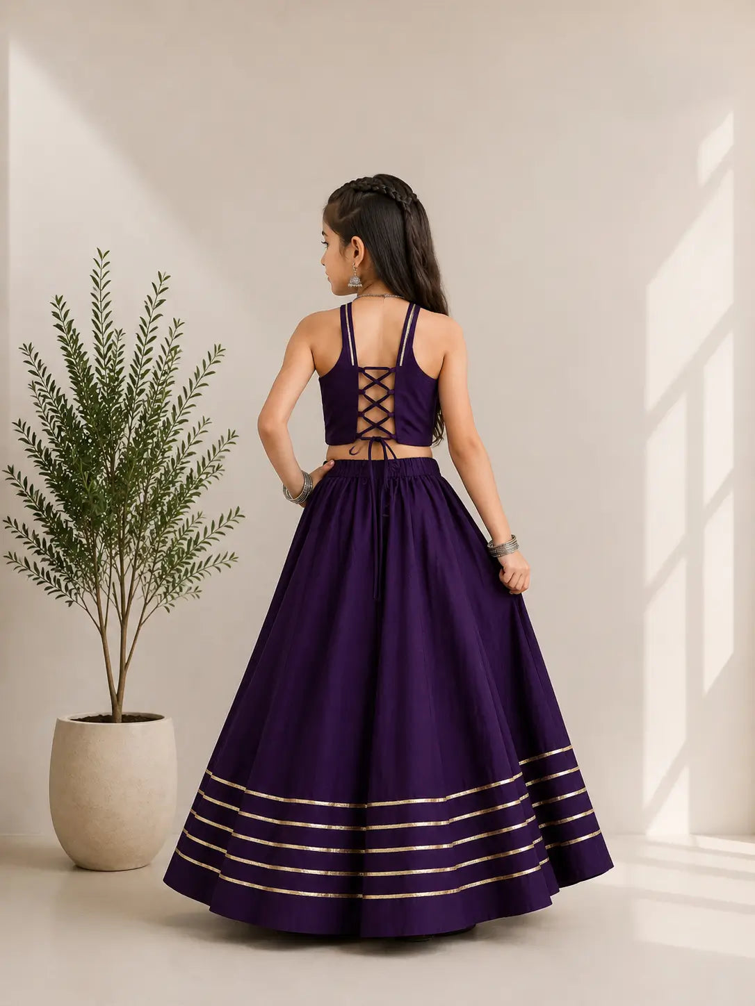 Purple Kids Navratri Lehenga Choli