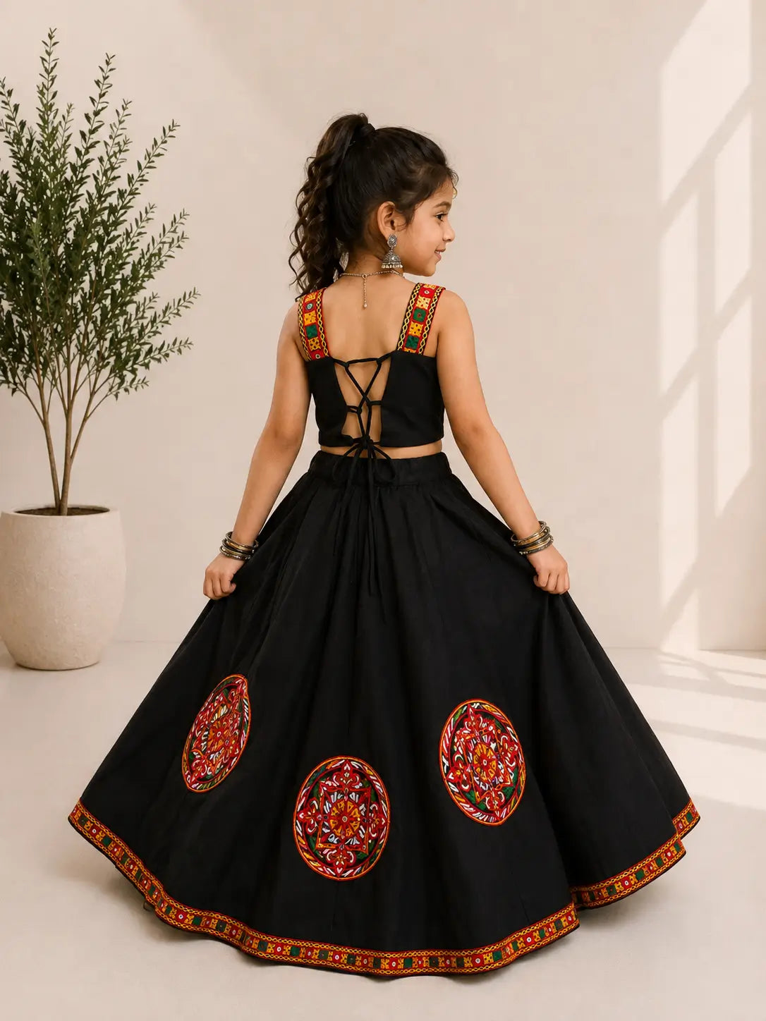 Black Navratri Lehenga Choli For Kids
