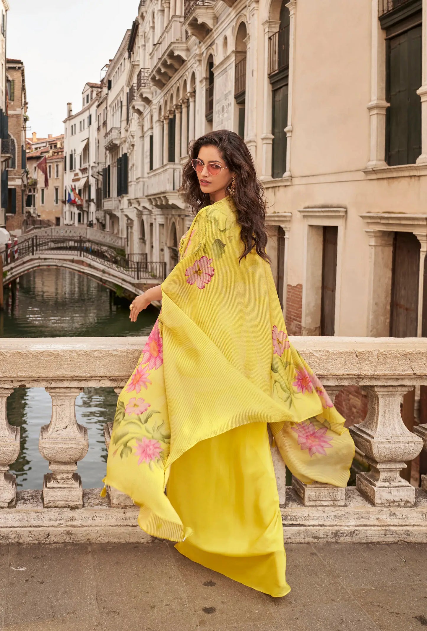 Lemon Yellow Embroidered Indo Western Set