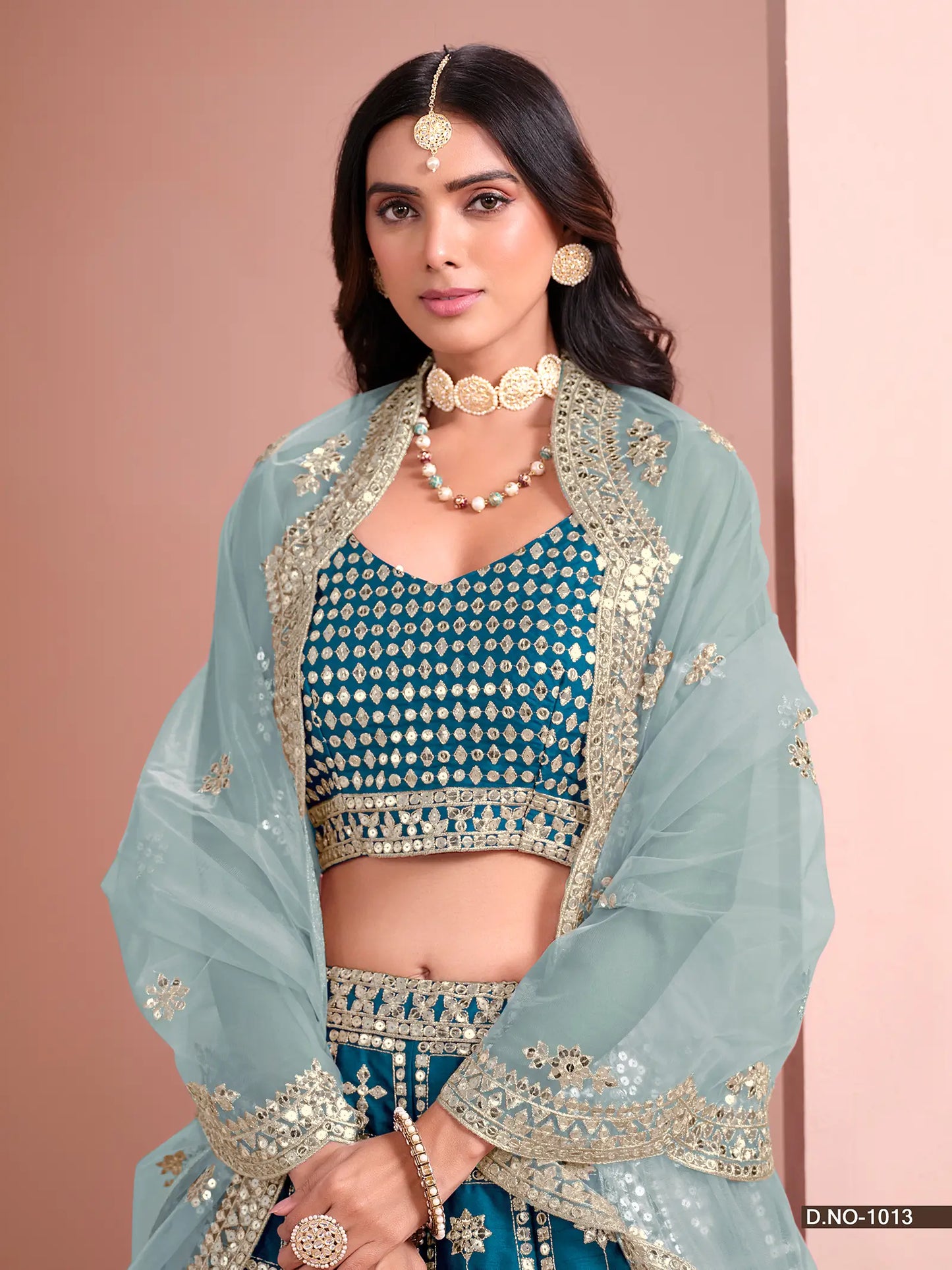 Blue Aqua Art Silk Designer Lehenga Choli With Thread And Sequins Work