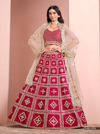 Red Art Silk Designer Lehenga Choli With Thread And Sequins Work