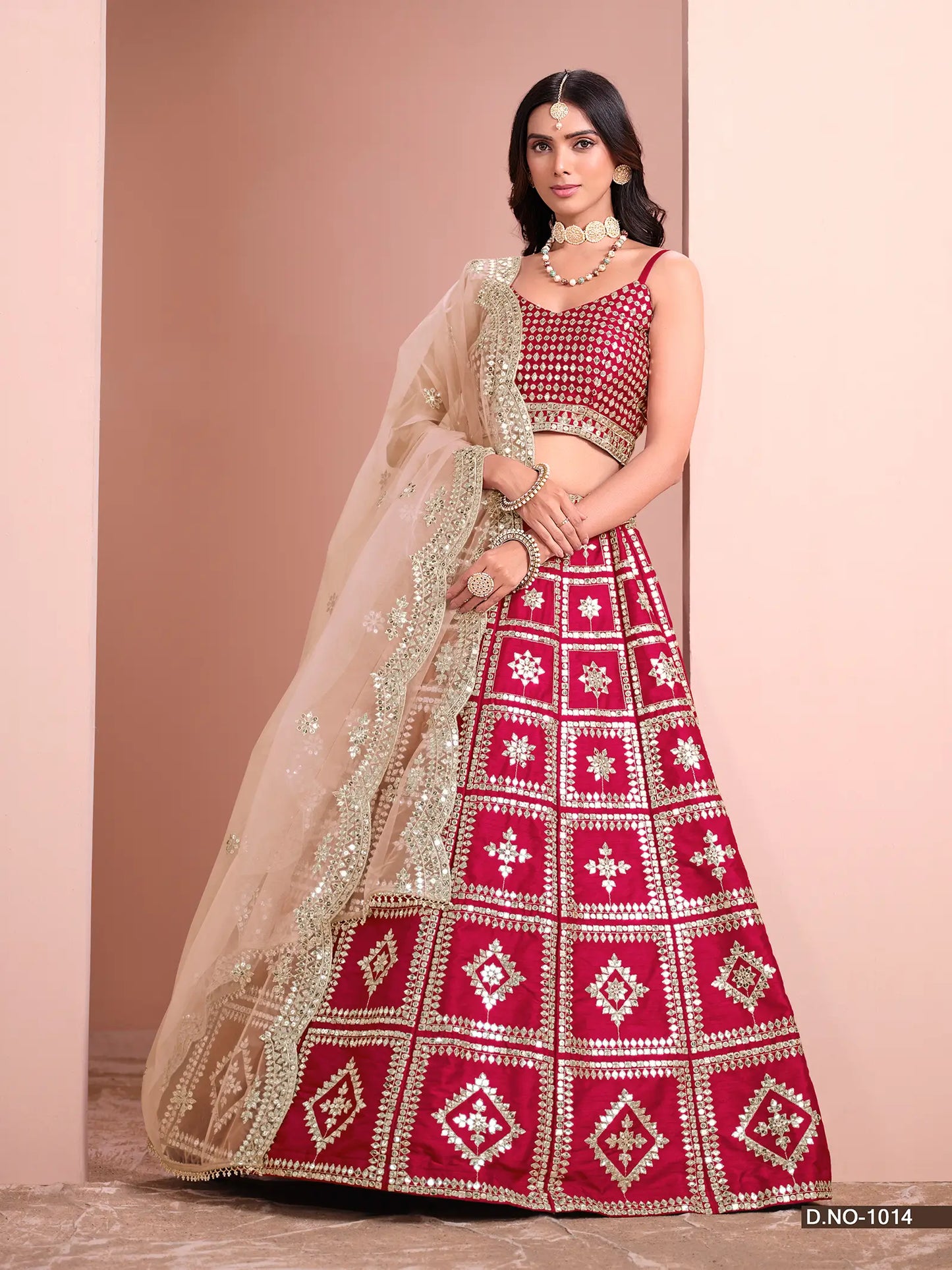 Red Art Silk Designer Lehenga Choli With Thread And Sequins Work