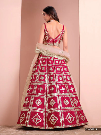 Red Art Silk Designer Lehenga Choli With Thread And Sequins Work