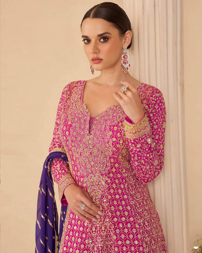 Rani Pink Heavy Embroidery salwar suit