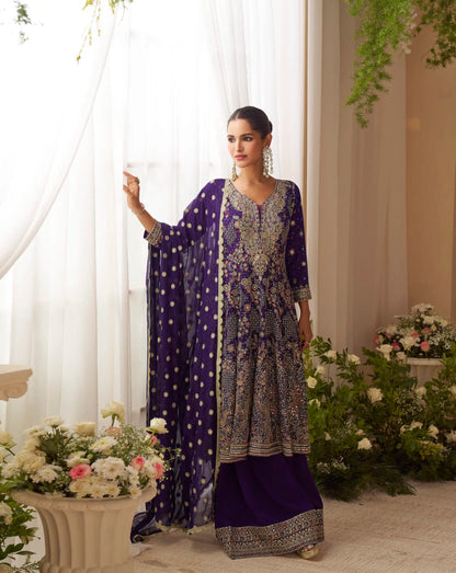 Deep Purple Heavy Embroidery salwar suit