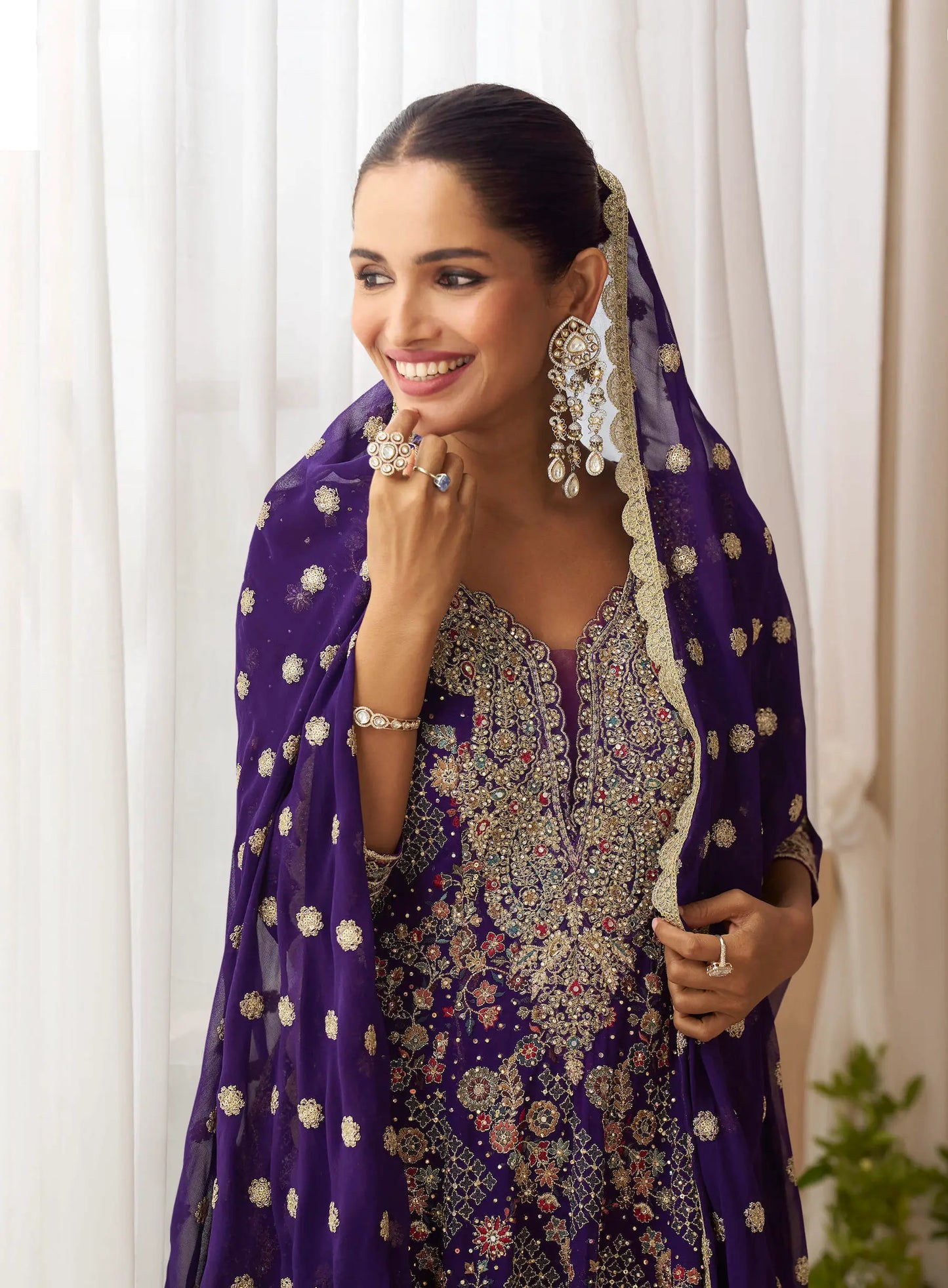 Deep Purple Heavy Embroidery salwar suit