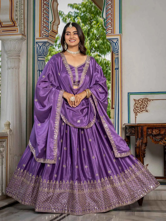 Lavender Sequins Embroidery Lehenga Choli