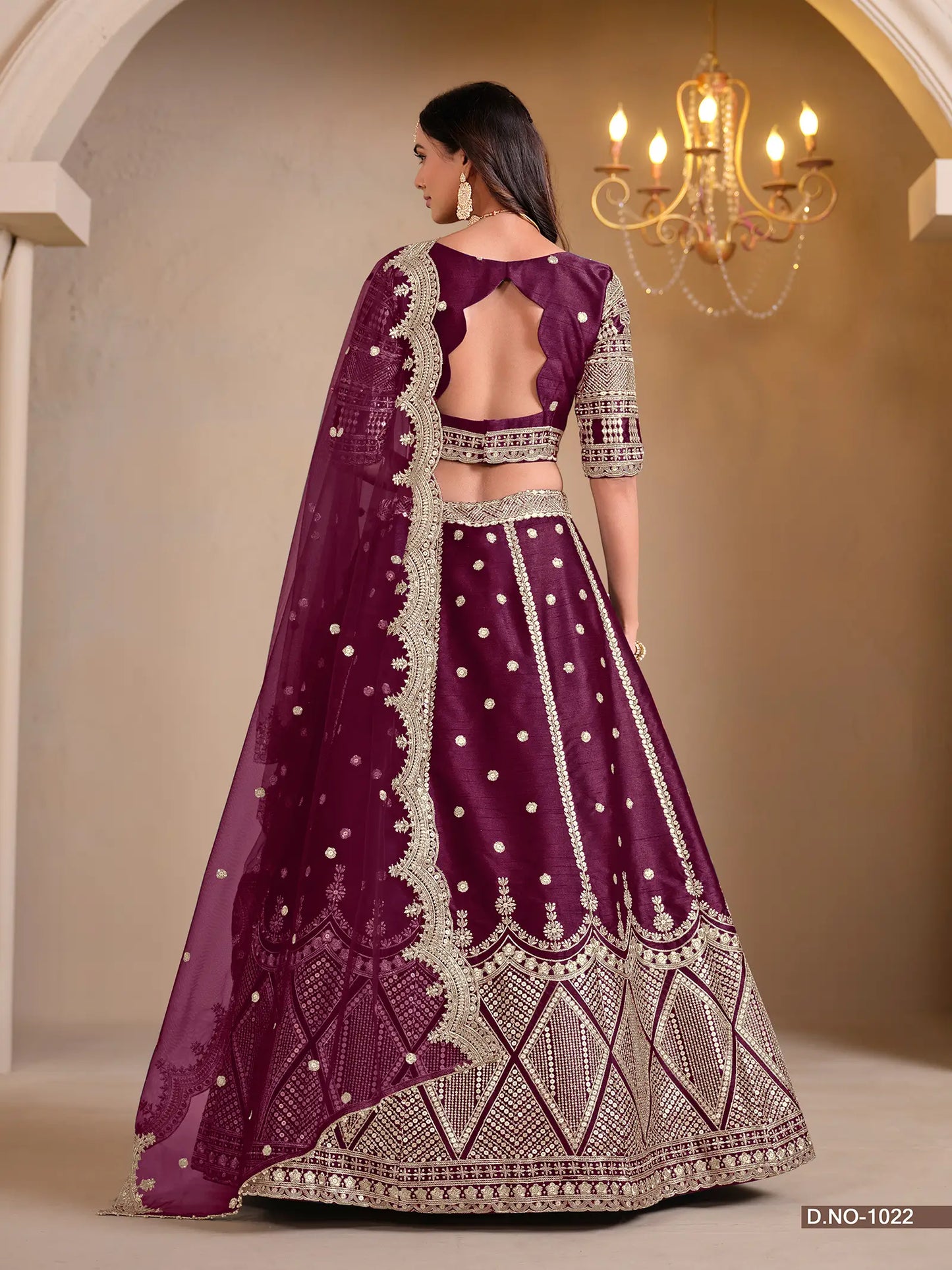 Wine Berry Designer Art Silk Lehenga Choli With Thread And Sequins Work