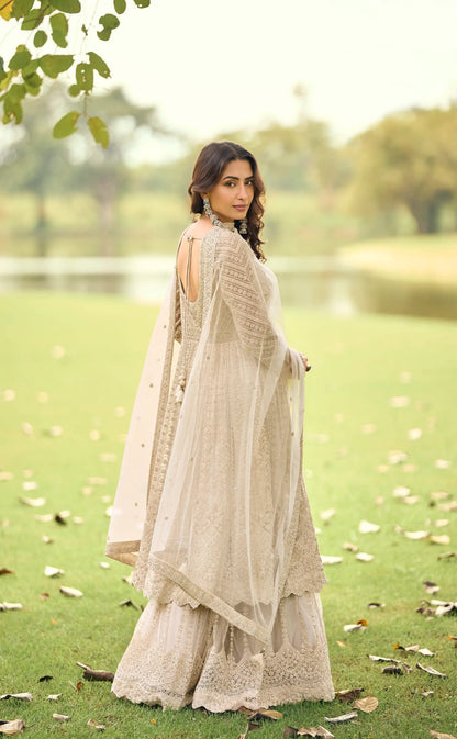 Off White Heavy Embroidery Salwar Suit