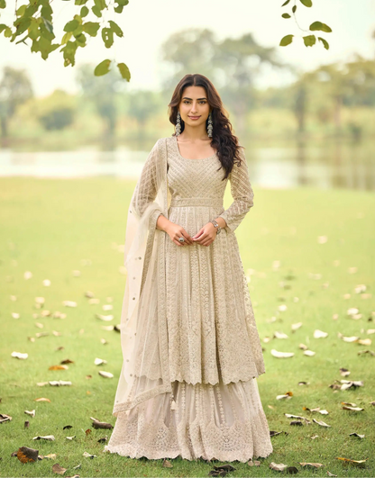 Off White Heavy Embroidery Salwar Suit