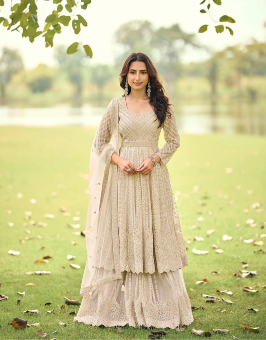 Off White Heavy Embroidery Salwar Suit