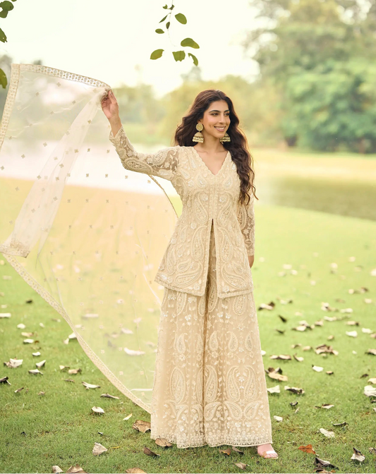 Almond Beige Heavy Embroidery Salwar Suit