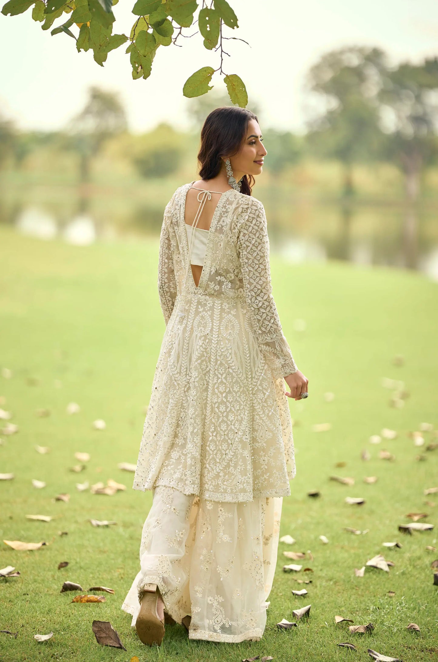 Powder White Heavy Embroidery Salwar Suit