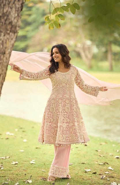 Blush Pink Heavy Embroidery Salwar Suit