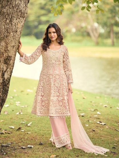 Blush Pink Heavy Embroidery Salwar Suit